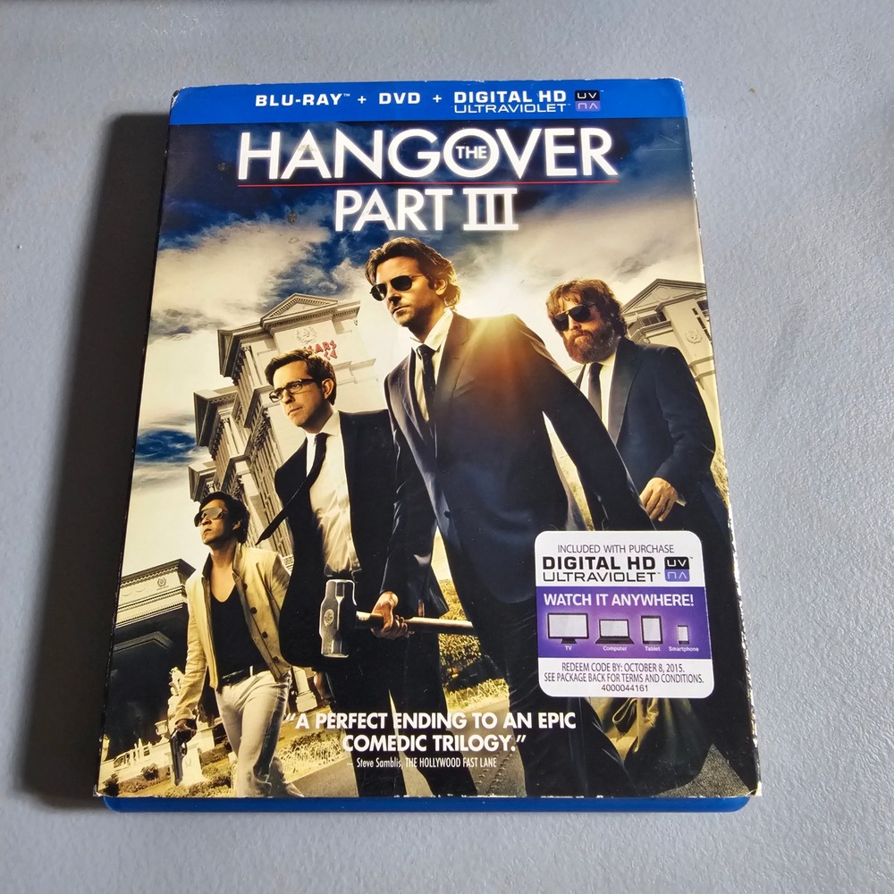 The Hangover Part III Blu-ray DVD Combo Pack with Slipcover Comedy Movie